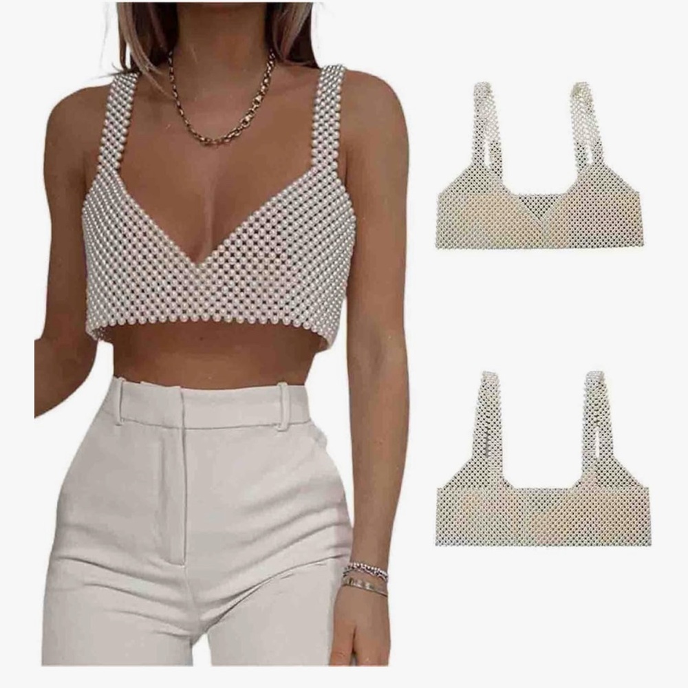 Pearl Beaded Top Party Going Out Top
